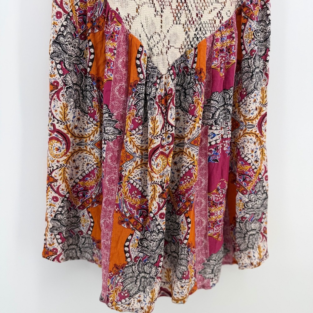 Free People Intimately Boho Patchwork Lace Tunic Tank Oversized XS Festival - Picture 2 of 7